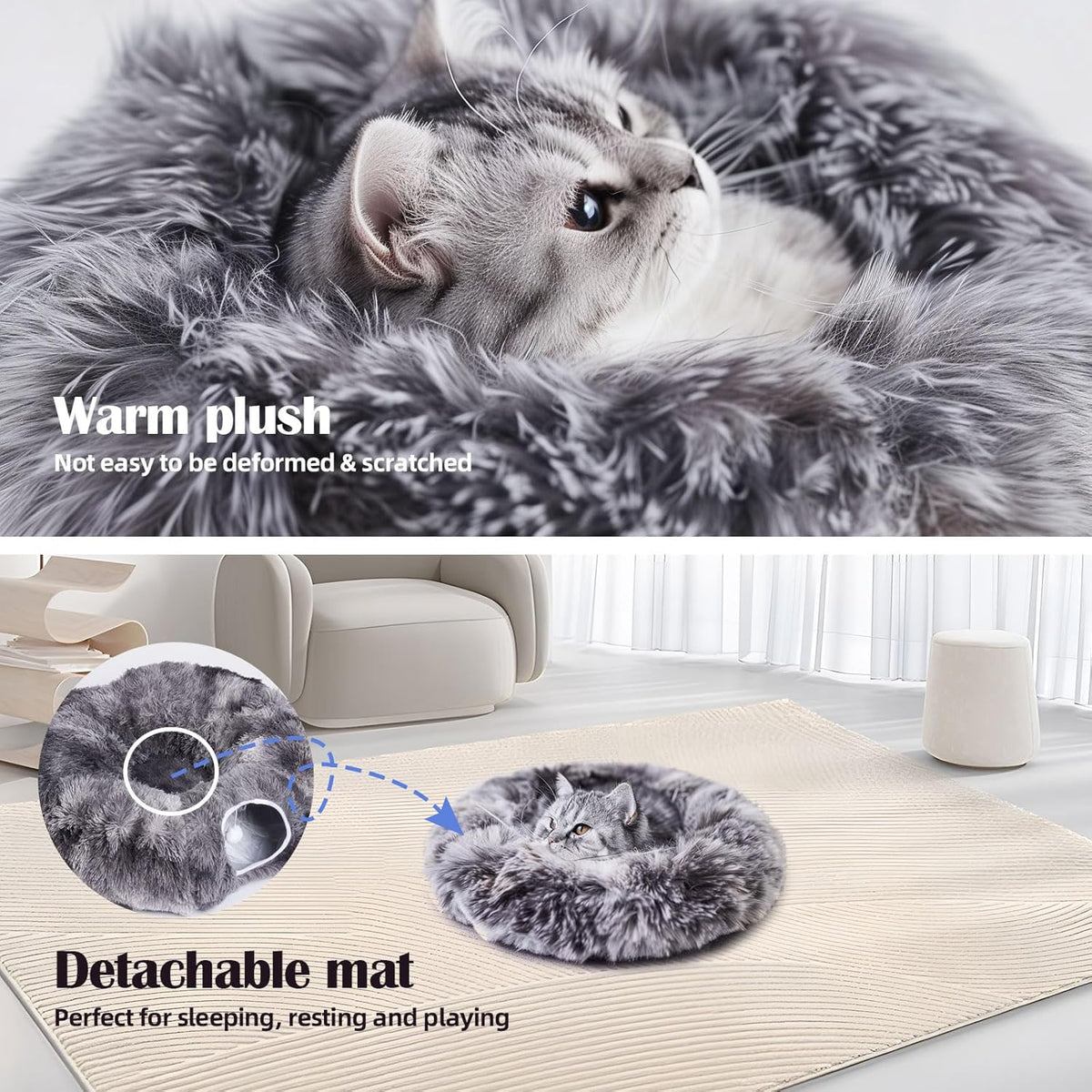 Odoland Cat Tunnels for Indoor Cats with Fluffy Plush Central Cat Couch and 20 Cat Toys, Tunnel Bed
