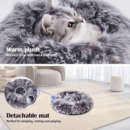 Odoland Cat Tunnels for Indoor Cats with Fluffy Plush Central Cat Couch and 20 Cat Toys, Tunnel Bed