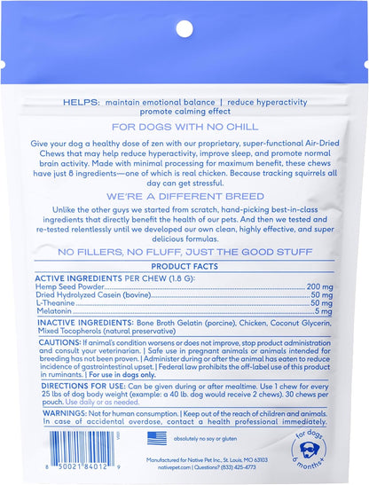 Native Pet Calming Chews for Dogs - Melatonin for Dogs Anxiety Relief - Grain Free All Natural Hemp