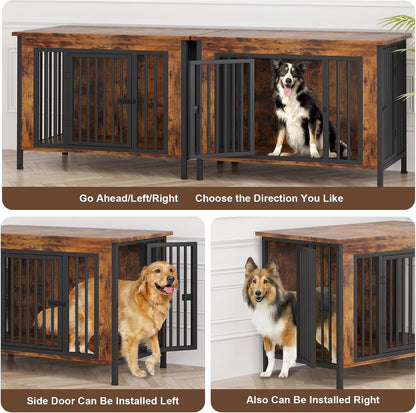 EasyCom 39.96" XL Wooden Large Dog Crate Furniture for Medium and Large Breed, Chew-Resistant Dog