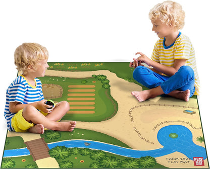 Farm Play Mat for Farm Toys | Foldable Solution |Large Size 57” x 57” | Farm Animals | Tractor