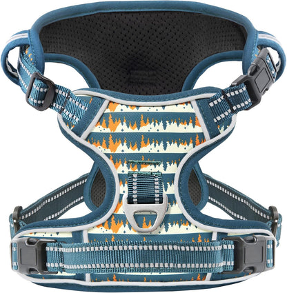 Timos Dog Harness, 3 Snap Buckles No-Pull Soft Padded Dog Vest with 2 Metal Leash Clips, Adjustable