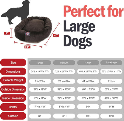 Majestic Pet 40 Inch Micro Velvet Calming Dog Bed Washable 40x29x9 (inch) – Cozy Soft Round Donut