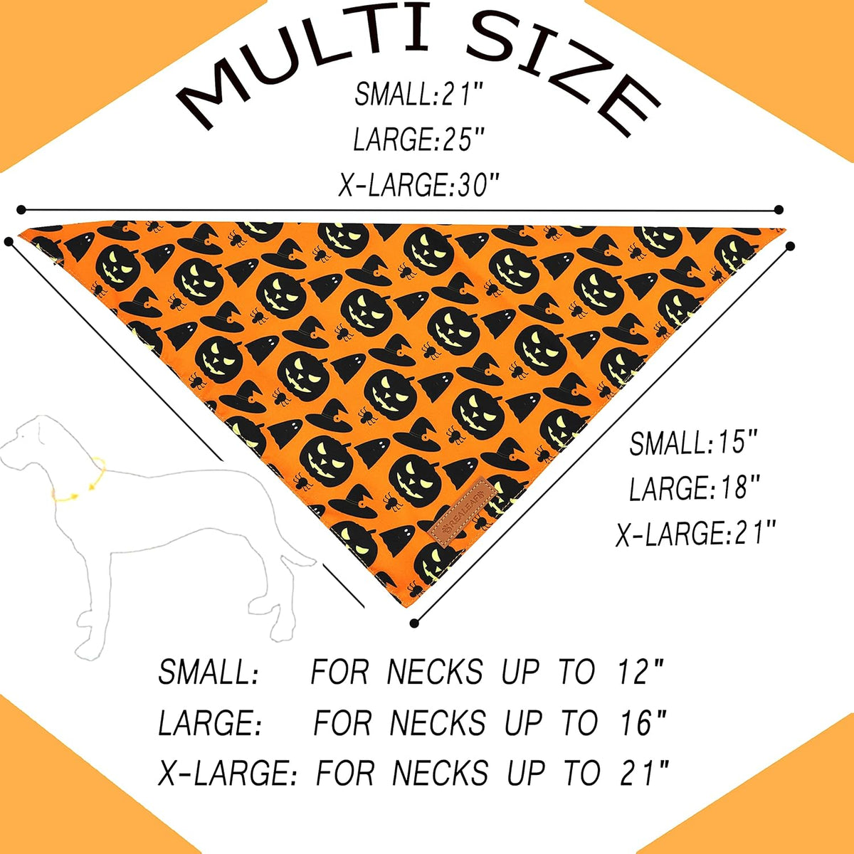 Realeaf Halloween Dog Bandanas 2 Pack, Pumpkin and Spider Web Bibs, Triangle Reversible Fall Pet