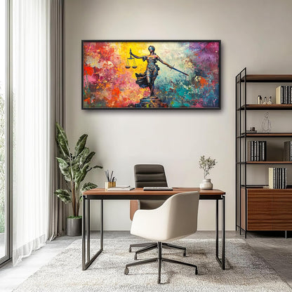 Extra Large Lady Justice Framed Wall Art for Living Room,Oversized Scales of Justice Pictures Wall