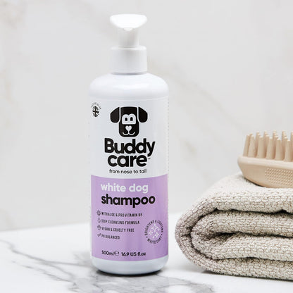 White Dog Shampoo by Buddycare | Dry Skin & Itchy Skin Relief for Smelly Dogs | Deep Cleansing