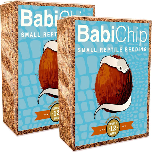 BabiChip Coconut Chip Substrate for Reptiles 2 Pack of 12 Quart Loose Small Sized Coco Husk Chip