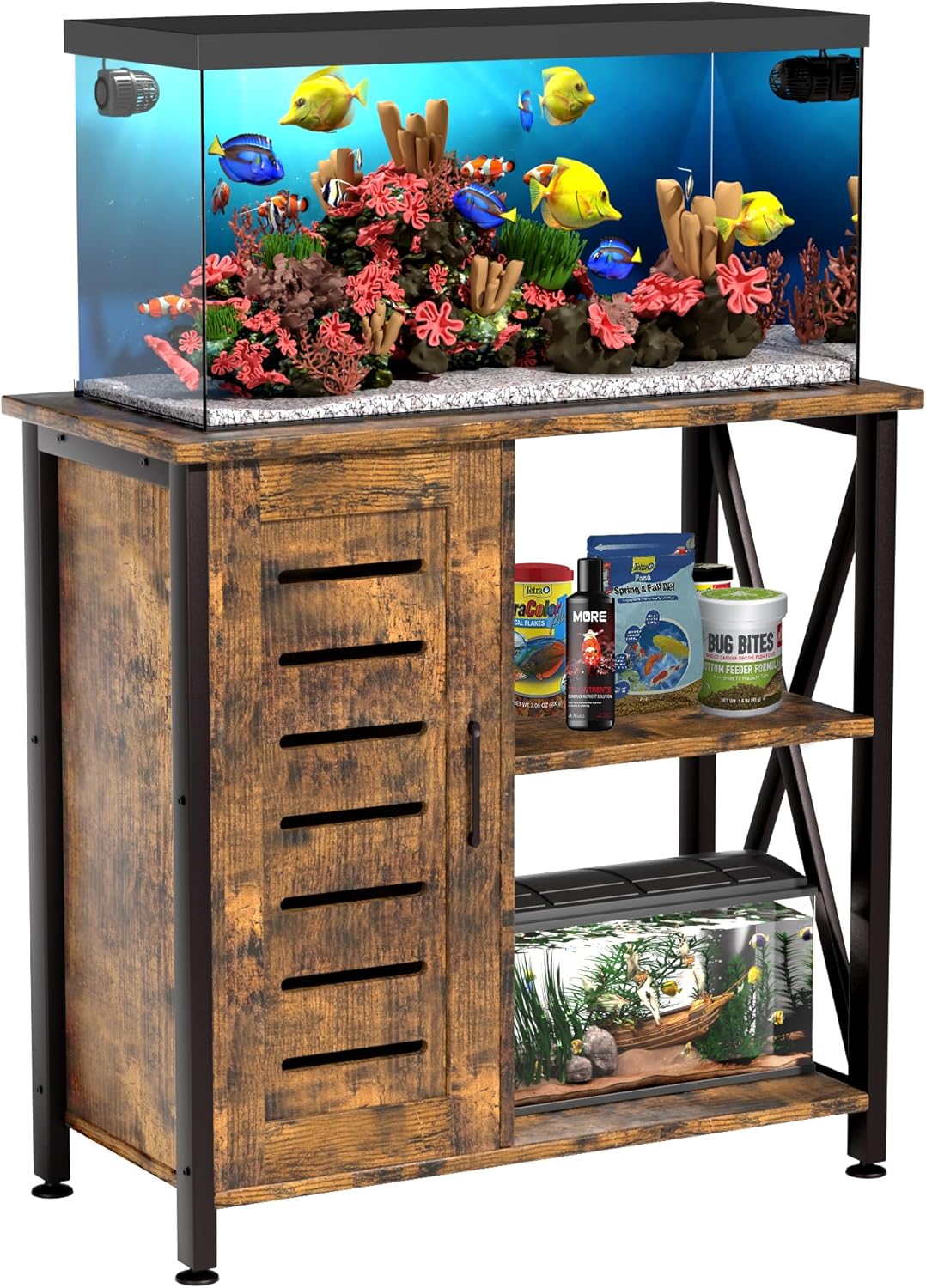 20-29 Gallon Fish Tank Stand, Aquarium Stand with Cabinet Accessories Storage, Heavy Duty Metal