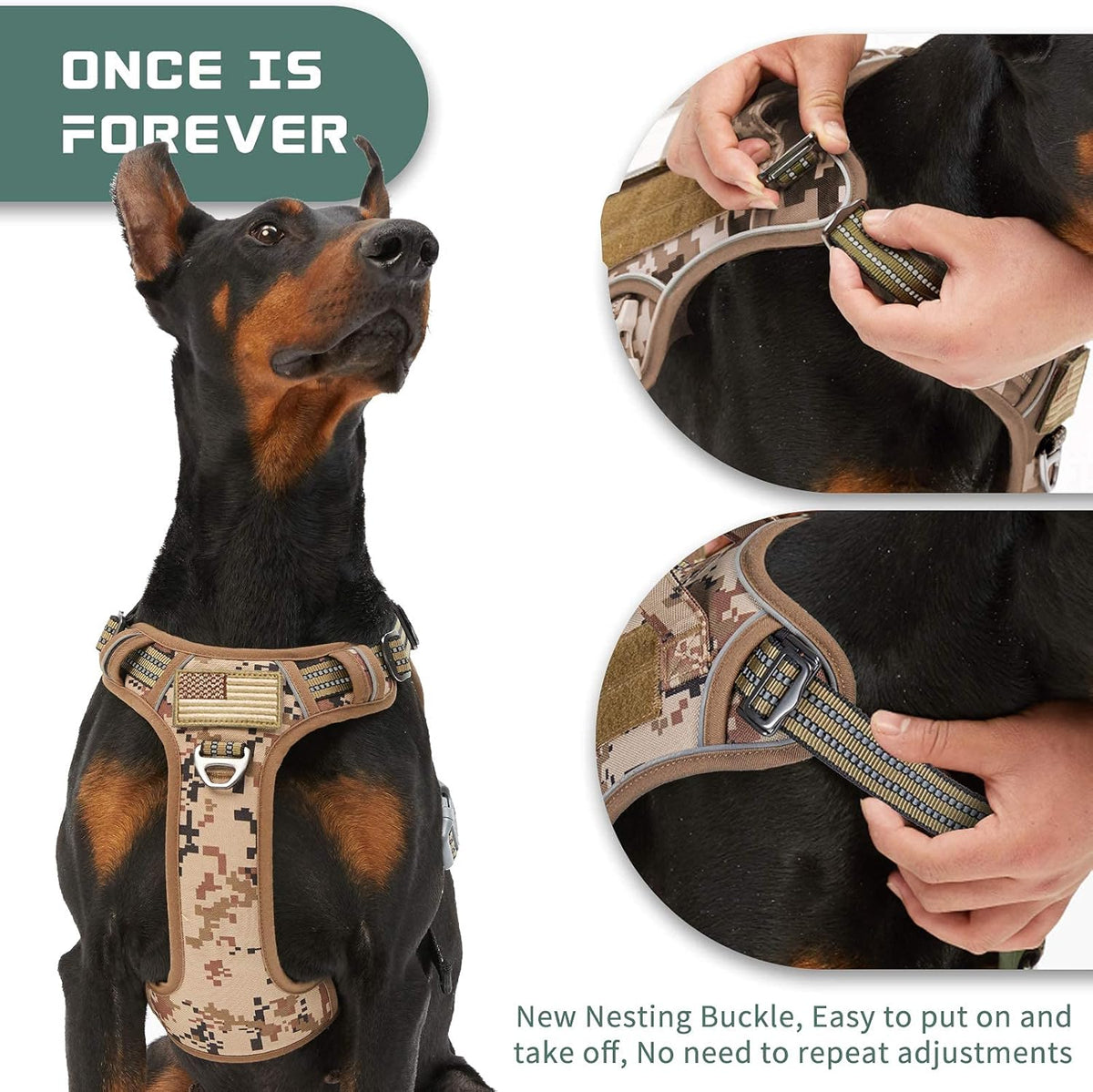 BUMBIN Tactical Dog Harness for Large Dogs No Pull, Famous TIK Tok No Pull Dog Harness, Fit Smart