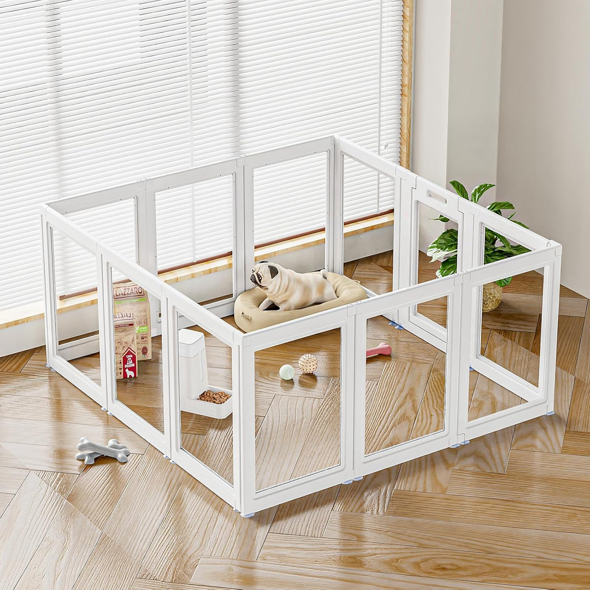 Clear Acrylic Dog Playpen Transparent Dog Playpen Indoor, Easy Assemble Clear Pet Pen for Puppy