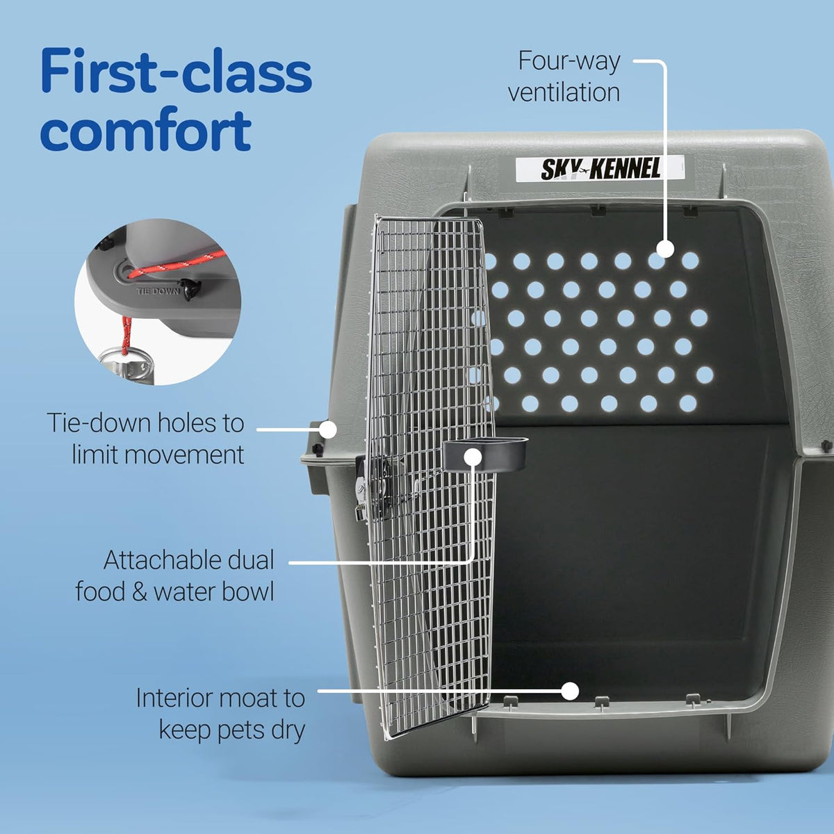 Petmate Sky Kennel - For Air and Travel, Airline Approved Dog Crate for Pets 90-125 lbs, Heavy Duty