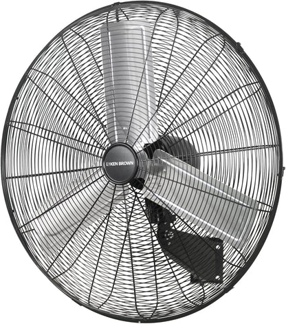 KEN BROWN 30 Inch Industrial Oscillating Wall Mount Fan - 7497 CFM High Velocity, Heavy Duty Metal