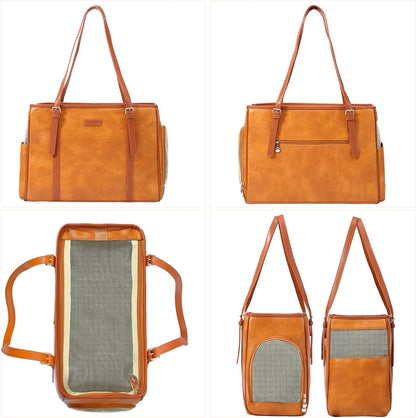 Fashion Dog Purse Pet Carrier Leather Bag for Small Dogs Cats Puppy, Portable Tote Bag Airline