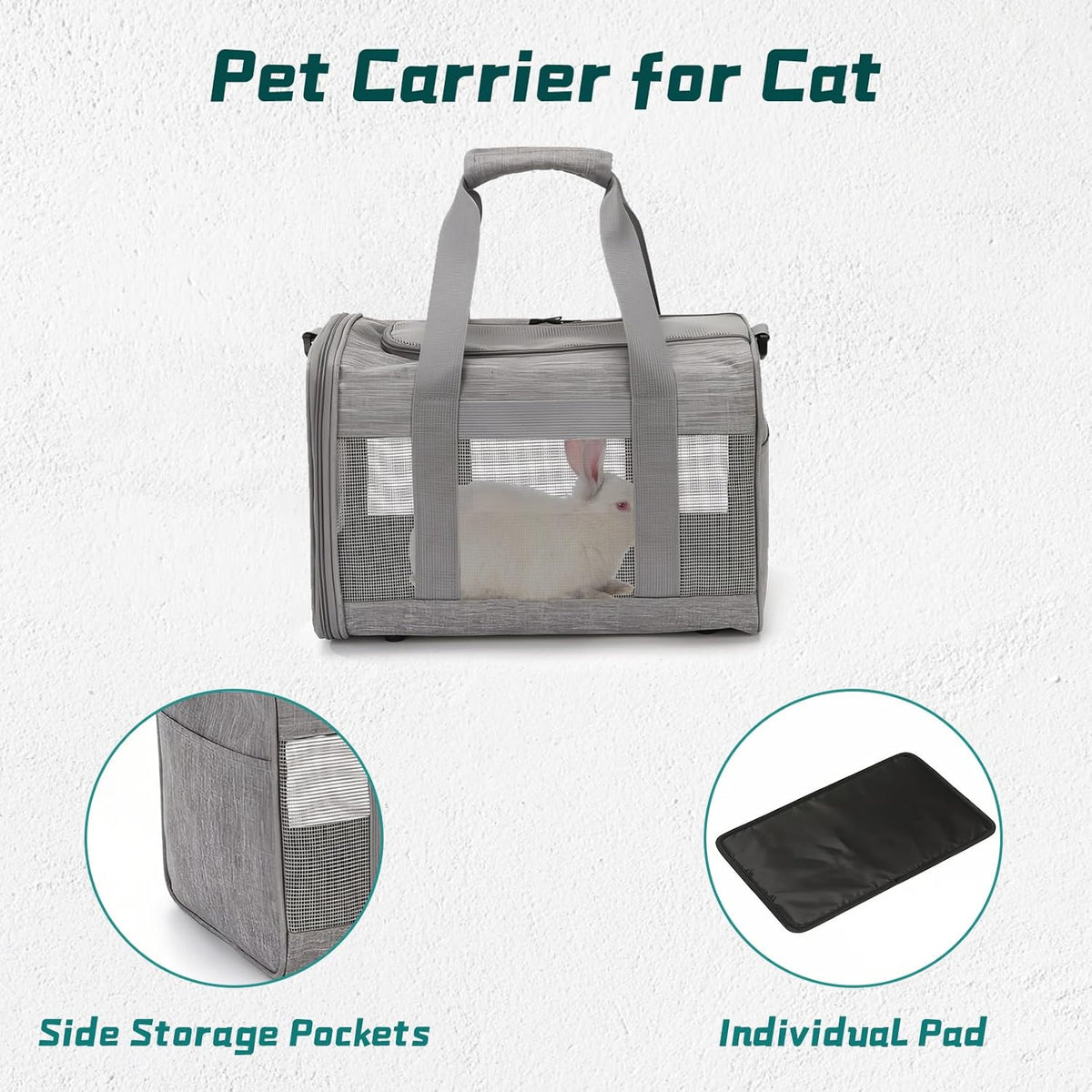 PINVNBY Small Pet Carrier, Guinea Pig Carrier, Bunny Carrier for Travel Camping Outdoor, Breathable