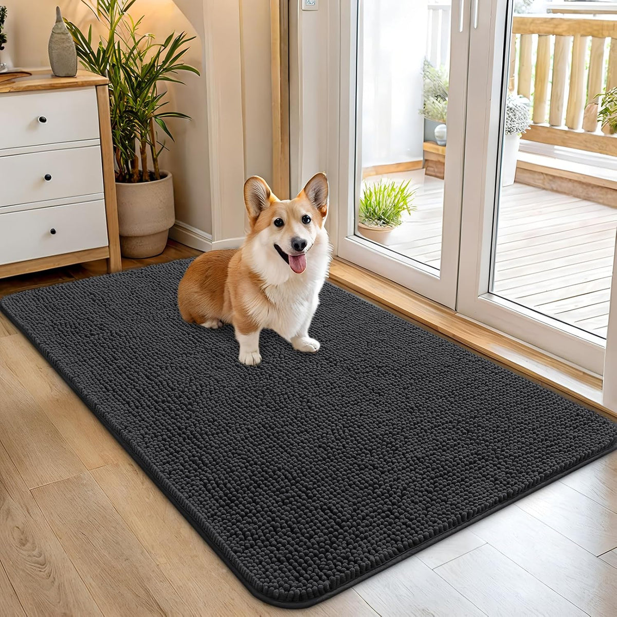 OLANLY Dog Door Mat for Muddy Paws 45x27, Absorbs Moisture and Dirt, Absorbent Non-Slip Washable