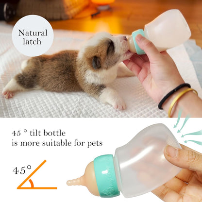 Pet Feeder Bottle,Silicone Feeding Nipple and Syringes for All Breed of Puppies and Other Animals