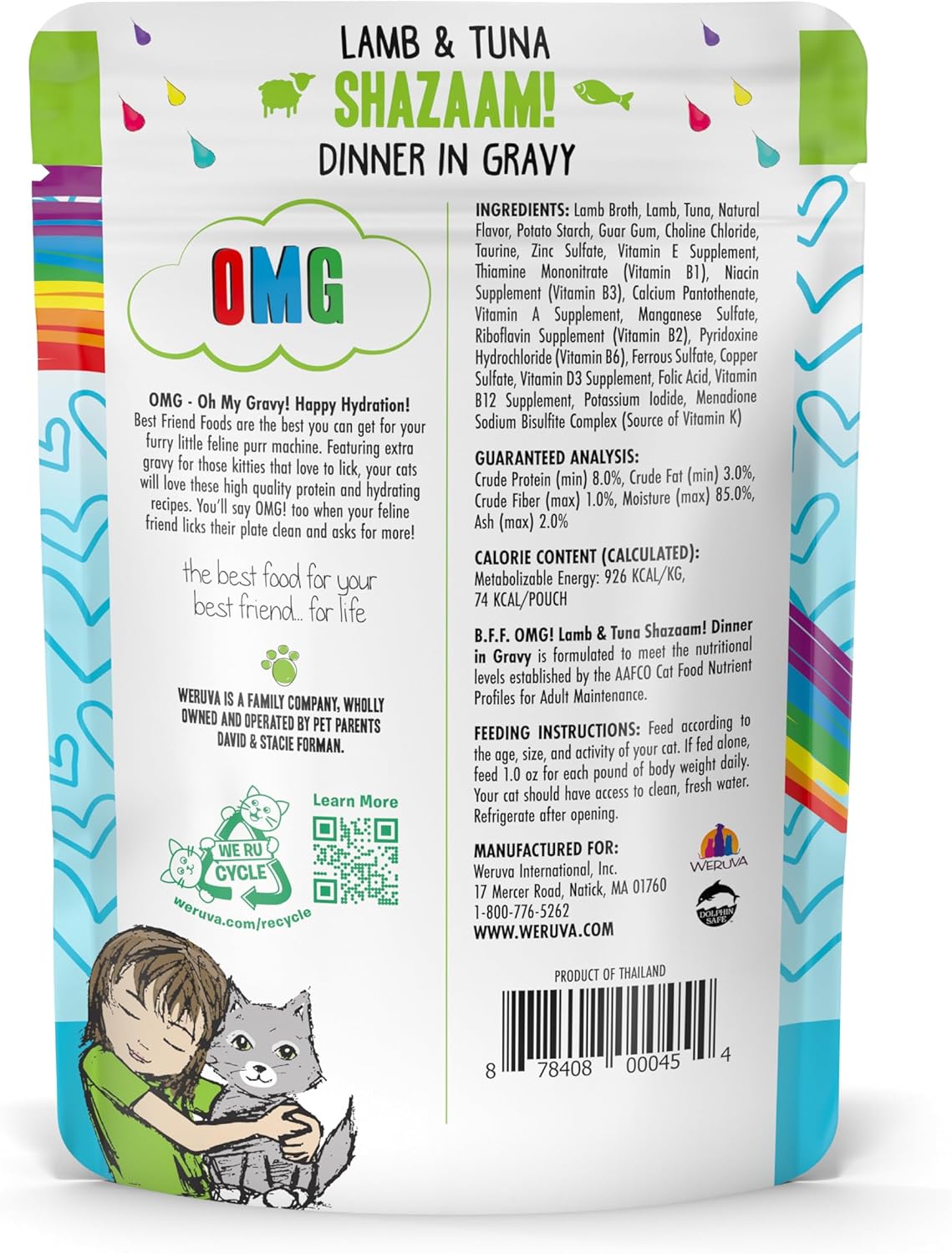 Weruva B.F.F. OMG - Best Feline Friend Oh My Gravy!, Shazaam! with Lamb & Tuna in Gravy Cat Food