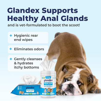 Vetnique Labs Glandex Dog Wipes for Pets Cleansing & Deodorizing Anal Gland Hygienic Dog & Cat