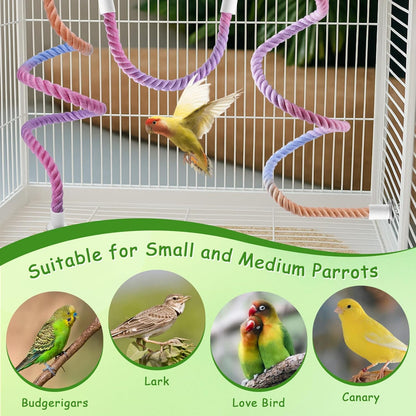 3 Pcs Bird Rope Perches Gradient Color, Bendable Parrot Bird Perch Rope Stand for Cage, Stand