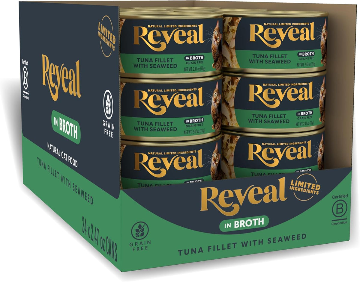 Reveal Natural Wet Cat Food, 24 Count, Grain Free, Limited Ingredient Canned Food for Cats, Tuna