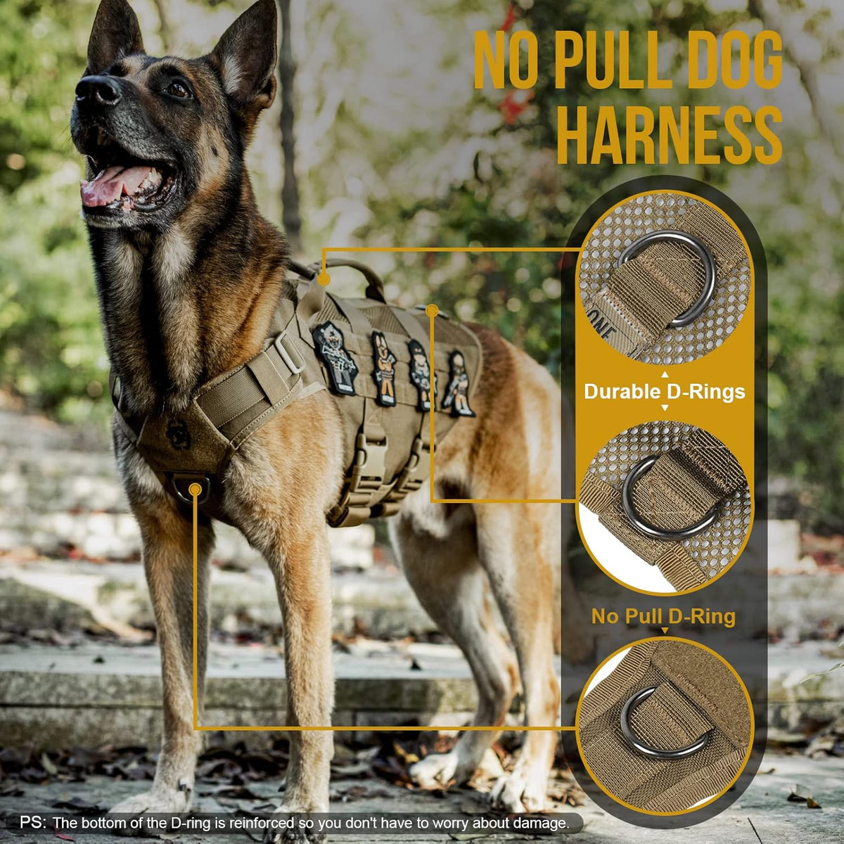 OneTigris No Pull Dog Harness for Small Dog, Mesh Design Breathable Military Dog Molle Vests with
