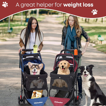 Pet Stroller,Dog Stroller for Small Medium Dogs Cats,3 Wheels,Foldable,with Breathable Mesh
