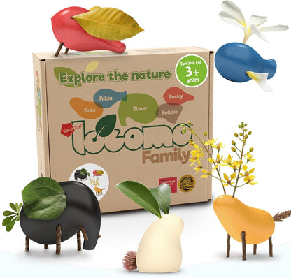 Taksa Toys Locomo Family 1 Open-Ended Waldorf Educational Outdoor Play Figures, Wooden Animal