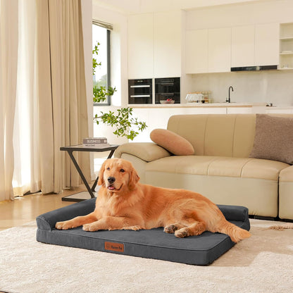 Upgraded Large Dog Bed, 3" Memory Foam with Waterproof Liner, Chew Resistant Microsuede Cover