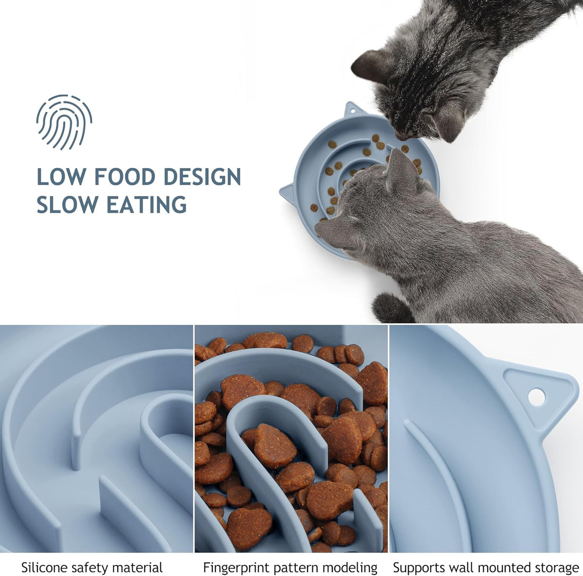 Coomazy Silicone Slow Feeder Dog Cat Bowls, Interactive Puzzle Toy for Pets Food Training, Keeps