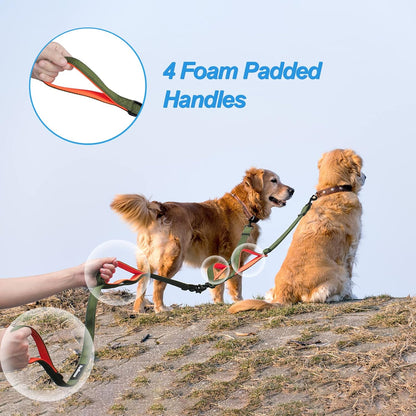 PetBonus Double Dog Leash, No Tangle Dual Leash, Reflective Walking Training Lead, 4 Comfortable