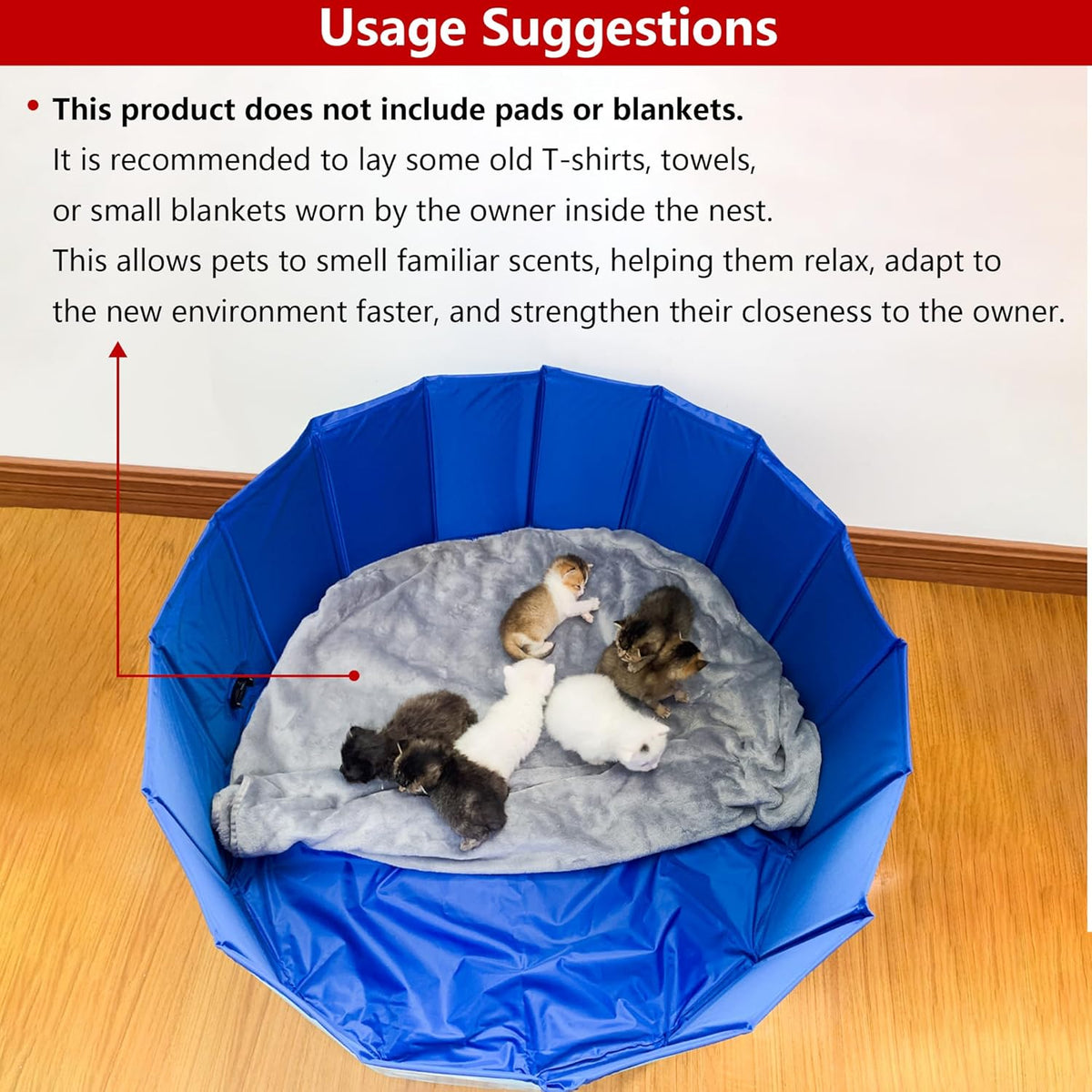 Birthing and Activity Bed for Kittens Puppies and Small Pets, Large Foldable Pet Nest, 31.5 Inch