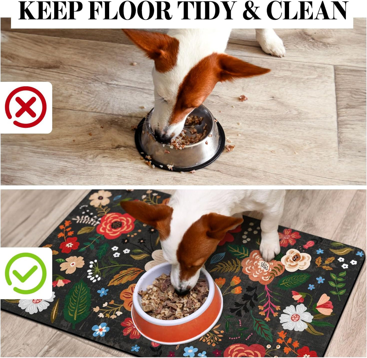 Dog Food Mats for Floors, Absorbent Quick Dry Pet Cat Food Mat, Dog Bowl Mats for Food and Water