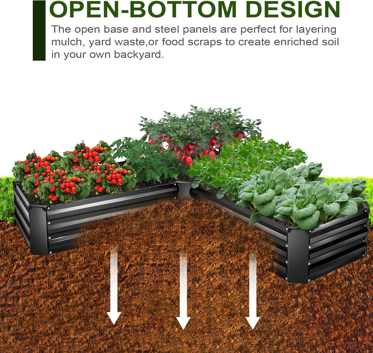 EDOSTORY Raised Bed Garden Bed Kit, 5x5x1ft Galvanized Planter Tall Raised Garden Boxes Outdoor