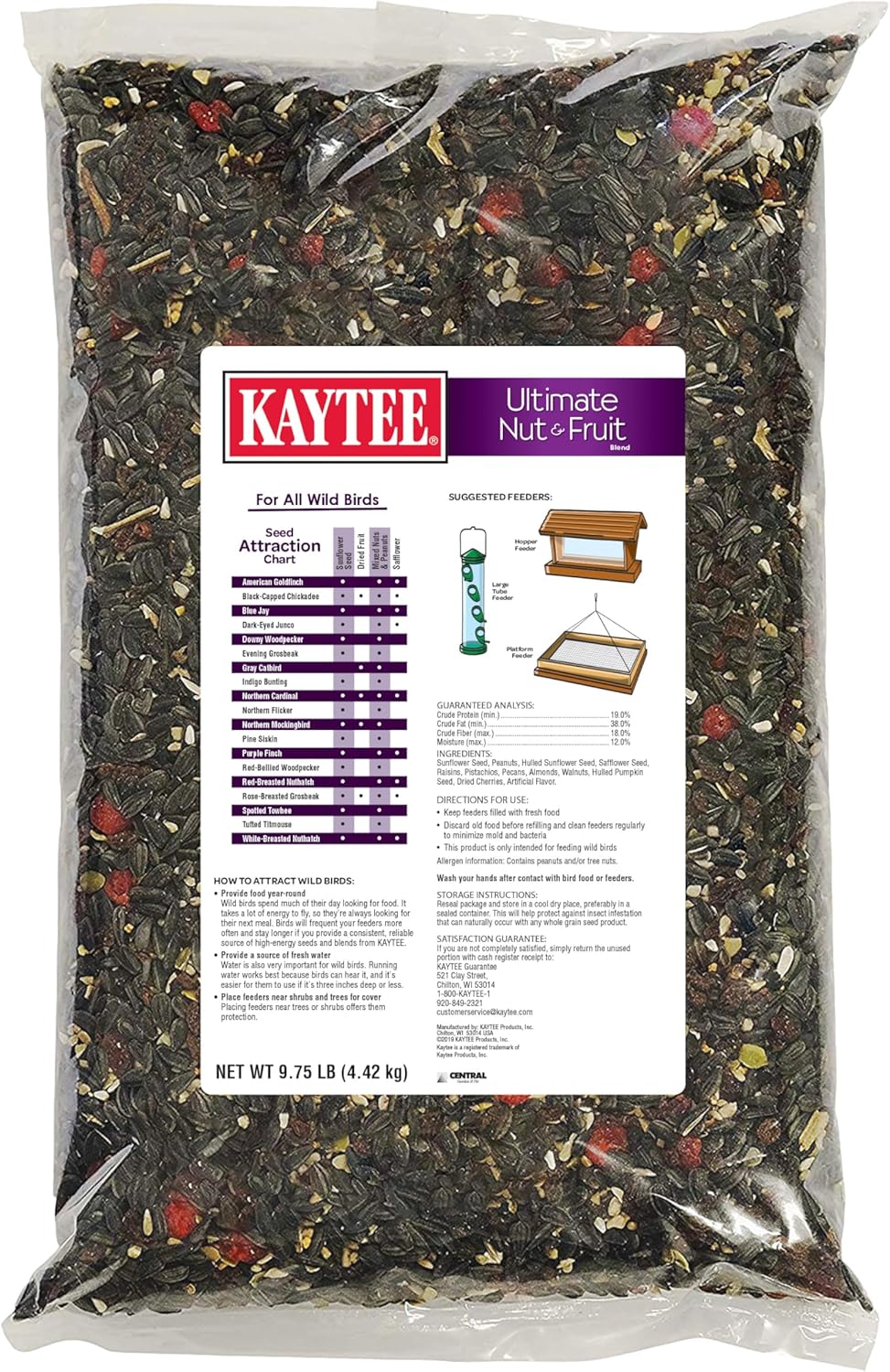 Kaytee Ultimate Nut and Fruit Wild Bird Food for Cardinals, Finches, Chickadees, Nuthatches