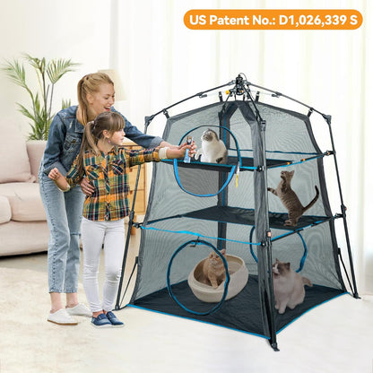 X-Large Catio Outdoor Cat Enclosure,3-Tier Spacious Outdoor Cat Tent for Indoors and