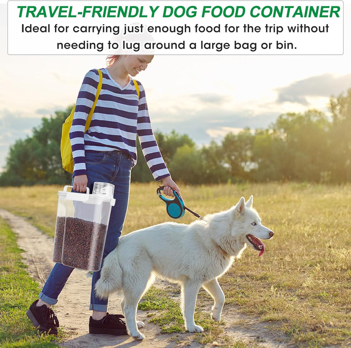 TBMax Dog Food Storage Container 5-7 lbs, Airtight Cat Food Container with Larger Spout & Measuring