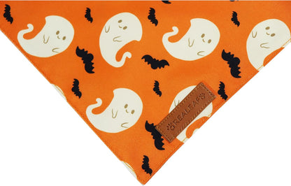 Realeaf Halloween Dog Bandanas 2 Pack, Reversible Orange Gray Pet Scarf for Boy and Girl, Premium