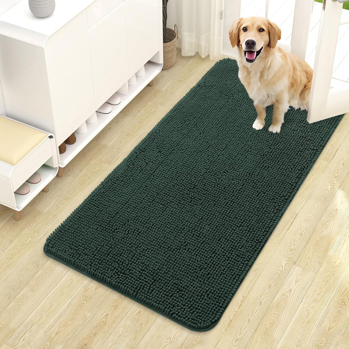OLANLY Dog Door Mat for Muddy Paws 44x24, Absorbs Moisture and Dirt, Absorbent Non-Slip Washable