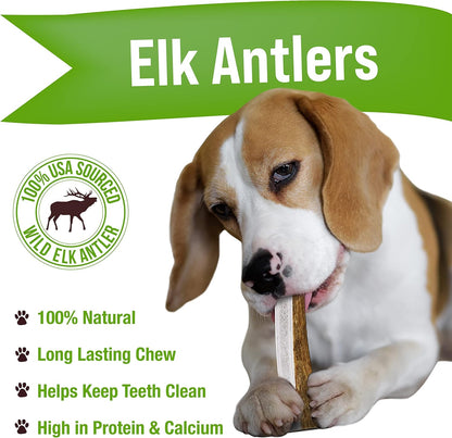 Buck Bone Organics Dog Chews, Antlers for Dogs, Premium Natural Elk, Long Lasting Dog Bones for
