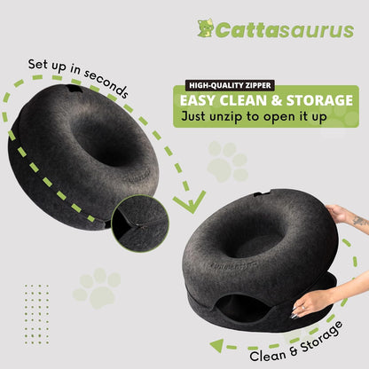 CATTASAURUS Peekaboo Cat Cave for Multiple & Large Cats Up to 30-45 Lbs, Scratch Detachable &