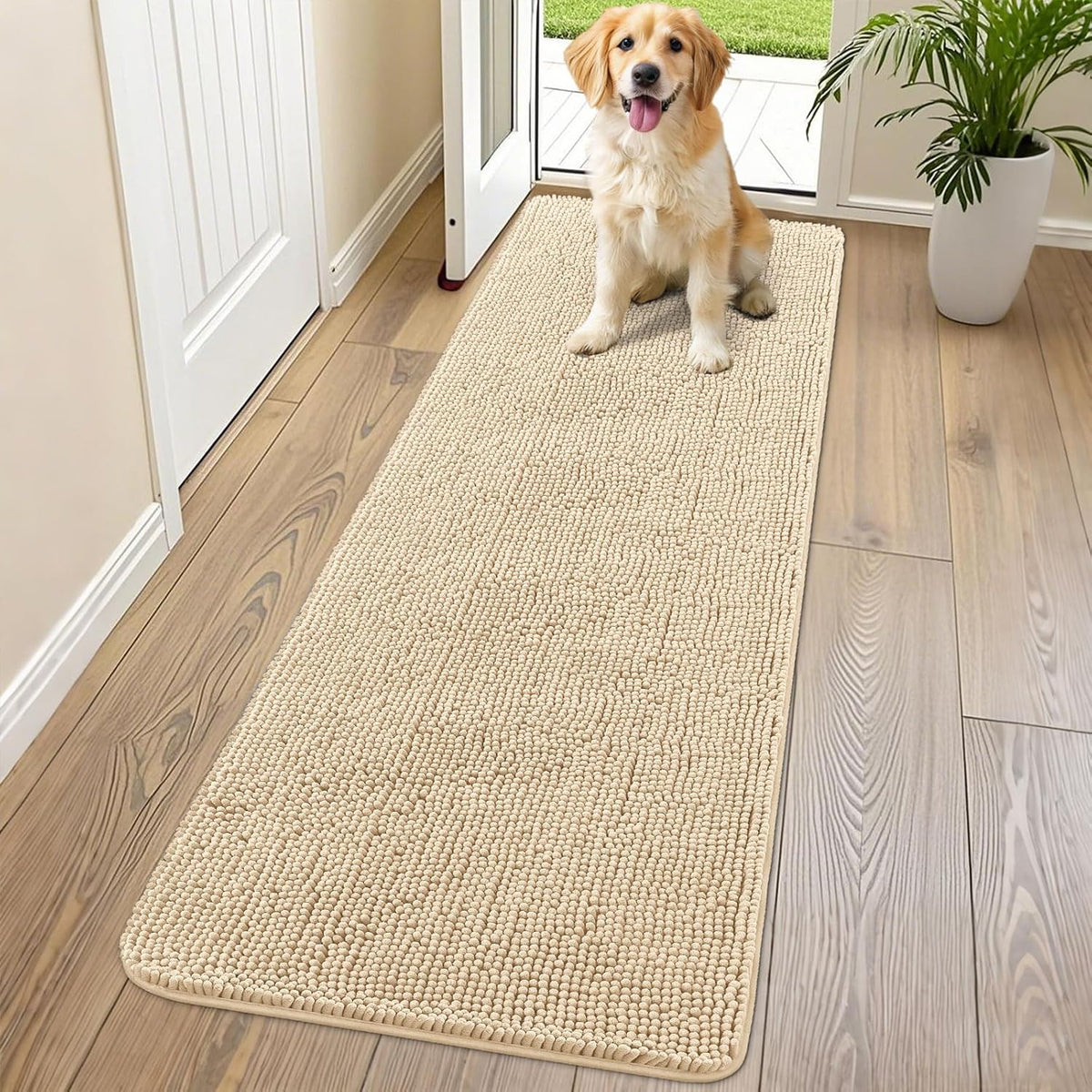Smiry Dog Door Mat for Muddy Paws 70x24, Absorbs Moisture and Dirt Doormat, Non-Slip Washable Quick