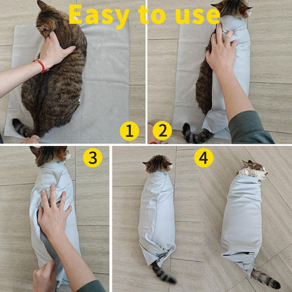2PCS Cat Wrap for Cutting Nails, 21x21in Self-Adherent Pet Cat Grooming Wrap for Medicine, Nail