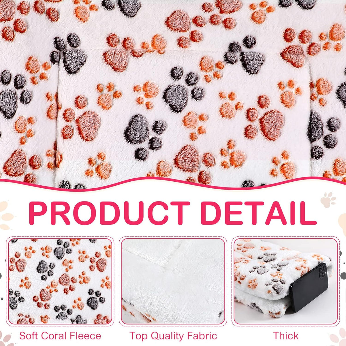 4 Pack Ultra Soft Dog Cat Bed Mat with Cute Prints Reversible Fleece Dog Crate Kennel Pad Cozy
