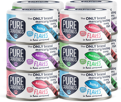 Flakes in Tuna Consommé, Canned Wet Cat Food Soup, 100% Mercury-Tested, Moist Can Fish, Grain-Free