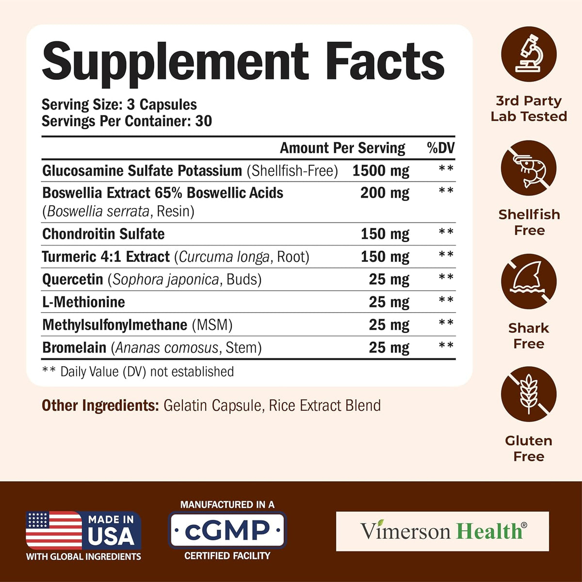 Glucosamine Chondroitin MSM – Joint Support Supplement for Women and Men with Glucosamine Sulfate