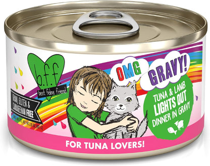 Weruva B.F.F. OMG - Best Feline Friend Oh My Gravy!, Tuna & Lamb Lights Out with Tuna & Lamb, 2.8oz