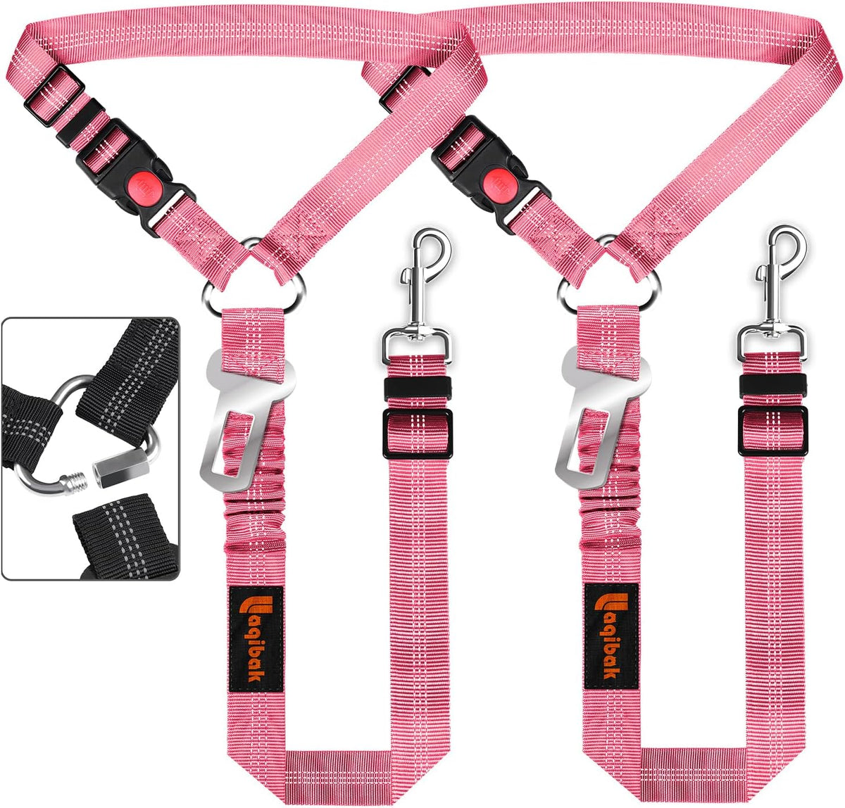 Removable Dog Seat Belt Harness for Car, 3 in 1 Pet Dog Car Seatbelt Leash, Retractable Restraint