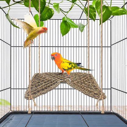BNOSDM Bird Seagrass Mat, 3 PCS 7.1 x 7.1 Inches Parrot Natural Seagrass Woven Bird Net Hammock