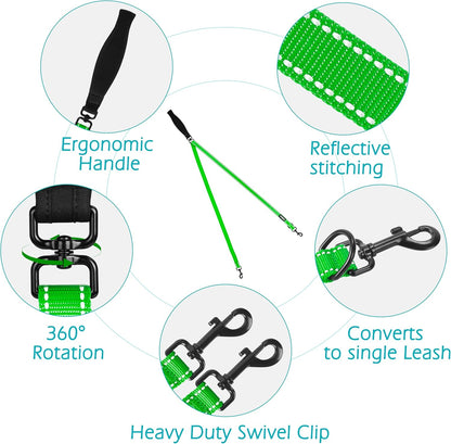 PetBonus Two Point Control Dog Leash, Works with No Pull Harnesses, No Tangle Training Leashes