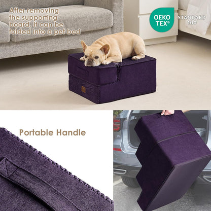EHEYCIGA Dog Stairs for Small Dogs 13.5" H, 3-Step Dog Steps for Couch Sofa and Chair, Pet Steps